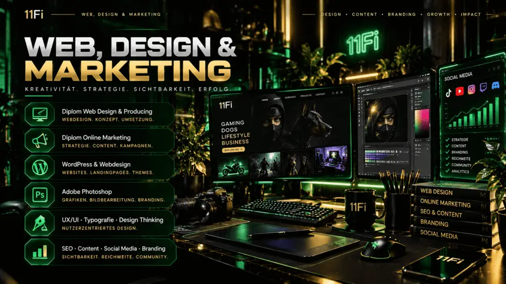 Grafische Übersicht zu Webdesign und Online Marketing